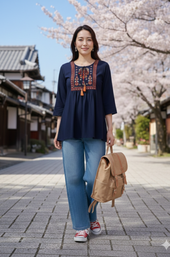 Women's Rayon Embroidered Blue Top | Handmade Block Solid Rayon Fabric Designer Tops & Tunics