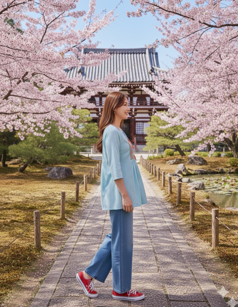 Indian ethnic women's rayon embroidered designer regular Sky Blue 3/4th sleeves & round neck top