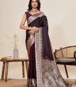 maroon art silk woven kanjivaram silk saree with blouses