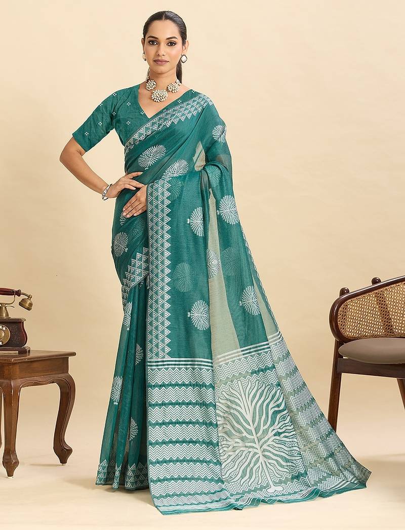 rama green art silk woven kanjivaram silk saree with blouses