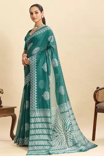rama green art silk woven kanjivaram silk saree with blouses