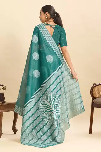 rama green art silk woven kanjivaram silk saree with blouses