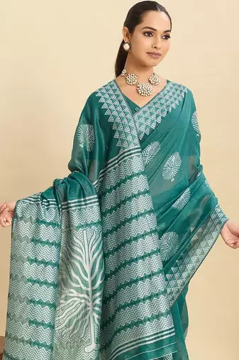 rama green art silk woven kanjivaram silk saree with blouses