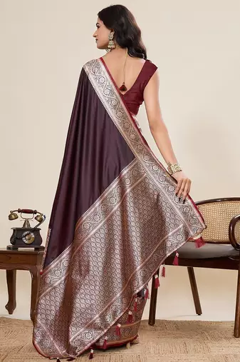 maroon art silk woven kanjivaram silk saree with blouses