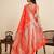 orange art silk woven kanjivaram silk saree with blouses