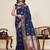 navy blue art silk woven kanjivaram silk saree with blouses