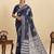 navy blue art silk woven kanjivaram silk saree with blouses