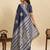 navy blue art silk woven kanjivaram silk saree with blouses