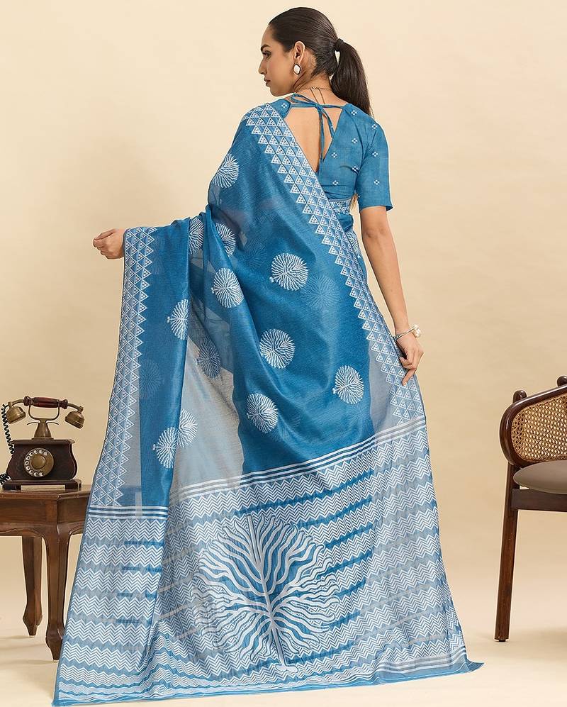 sky blue art silk woven kanjivaram silk saree with blouses