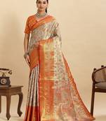 red art silk woven kanjivaram silk saree with blouses