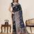navy blue art silk woven kanjivaram silk saree with blouses