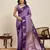 violet art silk woven kanjivaram silk saree with blouses