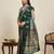 green art silk woven kanjivaram silk saree with blouses