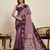 purple art silk woven kanjivaram silk saree with blouses