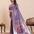 violet art silk woven kanjivaram silk saree with blouses