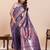 violet art silk woven kanjivaram silk saree with blouses