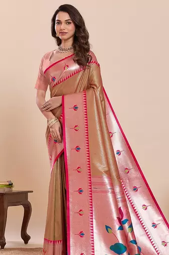 mustard art silk woven kanjivaram silk saree with blouses