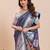 violet art silk woven kanjivaram silk saree with blouses