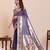 violet art silk woven kanjivaram silk saree with blouses