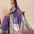 violet art silk woven kanjivaram silk saree with blouses