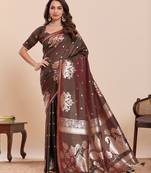 coffee art silk woven kanjivaram silk saree with blouses
