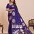violet art silk woven kanjivaram silk saree with blouses