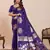 violet art silk woven kanjivaram silk saree with blouses
