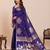 violet art silk woven kanjivaram silk saree with blouses