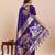 violet art silk woven kanjivaram silk saree with blouses