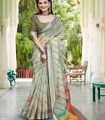 multicolor printed pure cotton multicolor saree with blouse