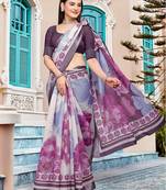 multicolor printed pure cotton multicolor saree with blouse