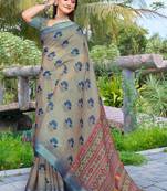multicolor printed pure cotton multicolor saree with blouse