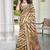 brown printed pure cotton brown saree with blouse