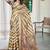 brown printed pure cotton brown saree with blouse