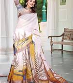 multicolor printed pure cotton multicolor saree with blouse