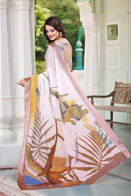 multicolor printed pure cotton multicolor saree with blouse 5