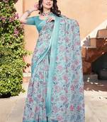 multicolor printed pure cotton multicolor saree with blouse