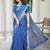 blue printed pure cotton blue saree with blouse