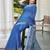 blue printed pure cotton blue saree with blouse