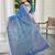 blue printed pure cotton blue saree with blouse
