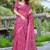pink printed pure cotton pink saree with blouse