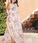 multicolor printed pure cotton multicolor saree with blouse