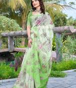 light_green printed pure cotton light green saree with blouse