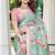 green printed pure cotton green saree with blouse
