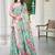 green printed pure cotton green saree with blouse