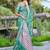 green printed pure cotton green saree with blouse