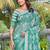 green printed pure cotton green saree with blouse