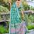 green printed pure cotton green saree with blouse