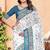 white printed pure cotton white saree with blouse