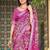 pink printed pure cotton pink saree with blouse